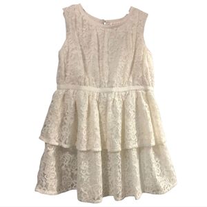 Cat & Jack Elegant Lace Toddler Girls Sleeveless Midi Cream Colored Tiered Dress